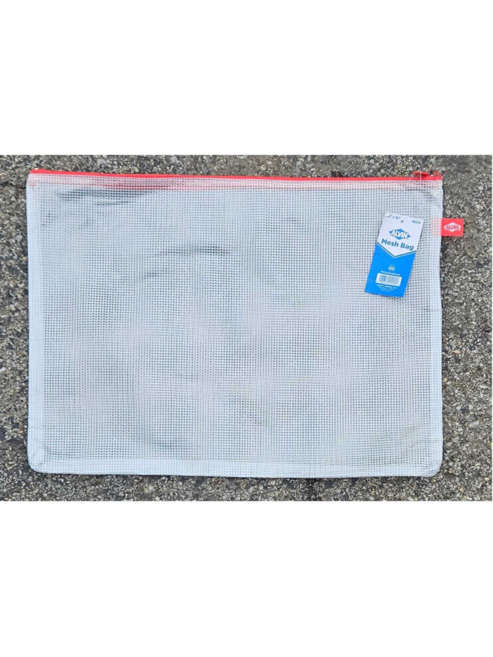 Alvin NB1216 PVC Mesh Pouch Bag Organizer with Zipper Clear & Red 12" x 16" NWT